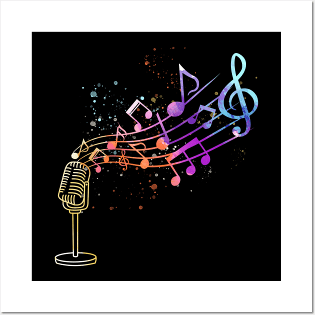 Microphone with music notes singer Wall Art by Anfrato